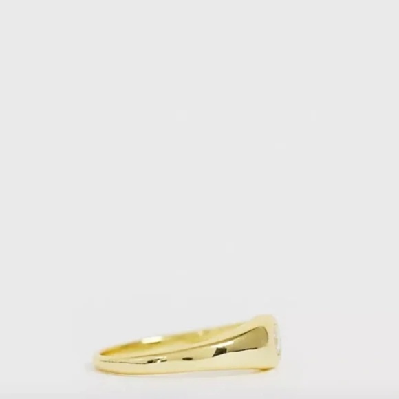 NEW  Shashi Sterling Silver 18k Gold Plated CZ Solitaire Ring 6 - Picture 2 of 4